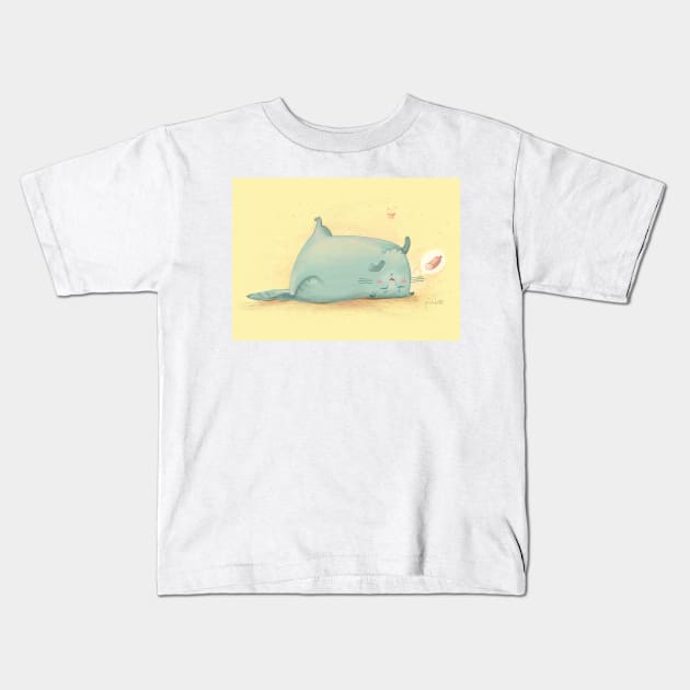 Dreaming Cat Kids T-Shirt by Art Consulate